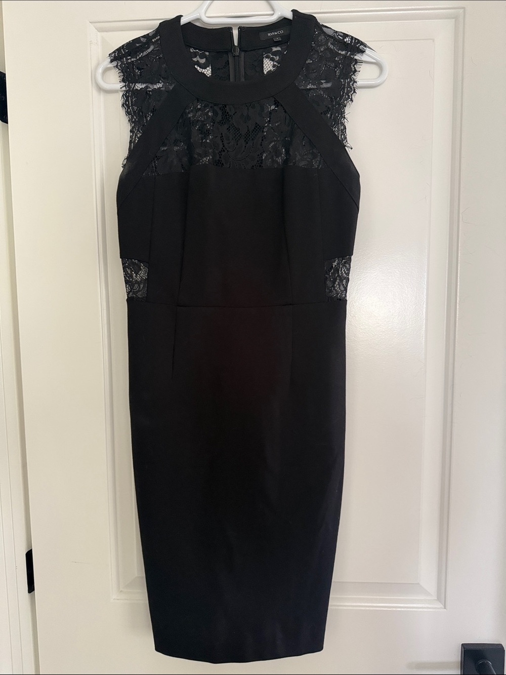 RW&CO. Black Lace-Trim Midi Sheath Dress